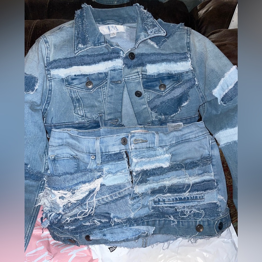 2 piece denim skirt set ( jacket and skirt)